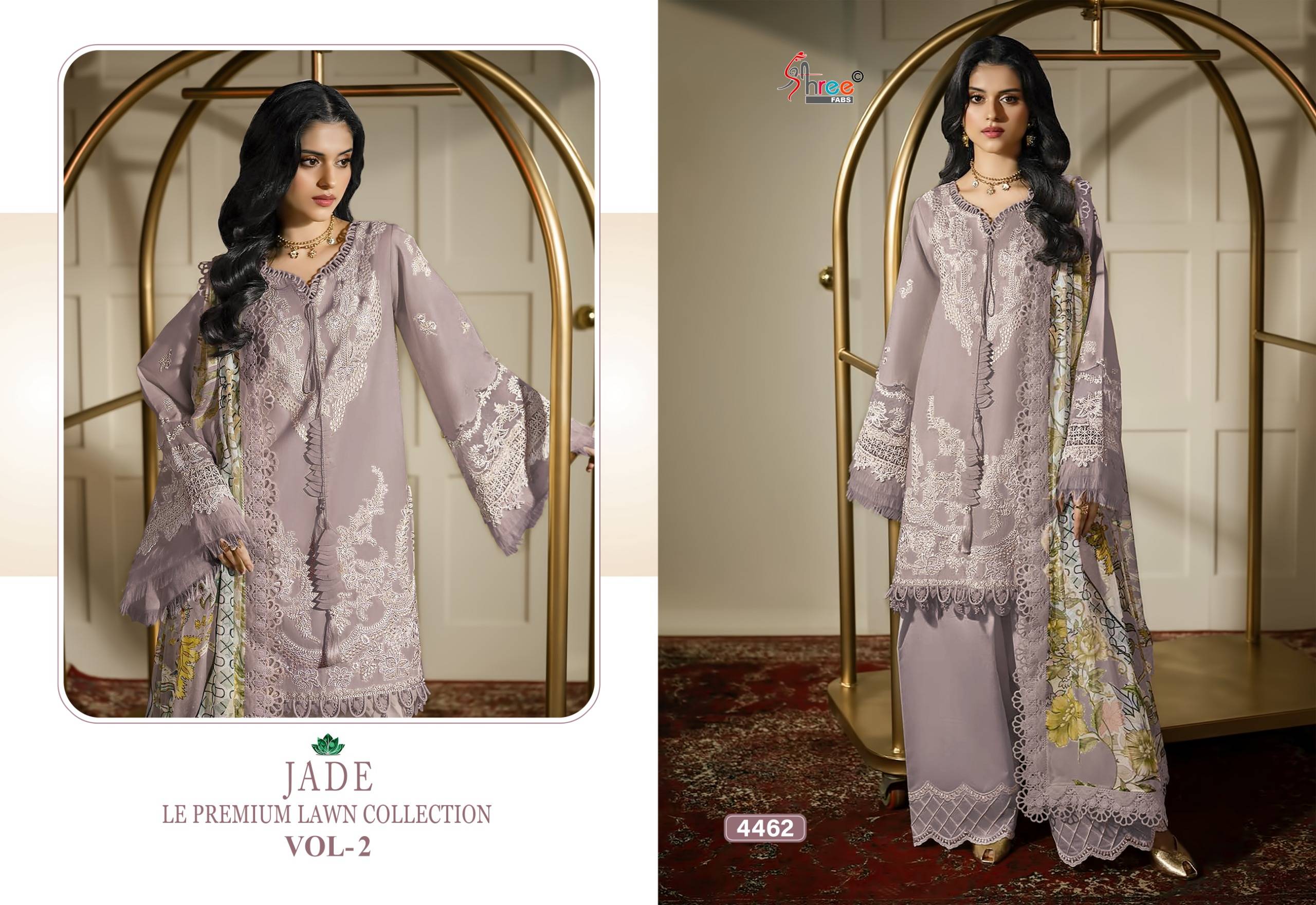 JADE LE PREMIUM LAWN COLLECTION VOL-02 by  Shree fabs 4461 to 4466 series Indian Pakistani ethnic wear Pure Cotton At Wholesale Price
